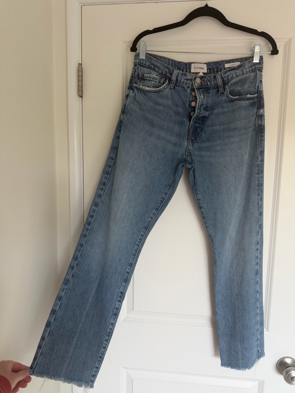 Frame Le Slouch Denim Button-Fly Straight Leg Jeans